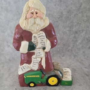 John Deere Red Licensed Product Base. Santa On John Deere With List